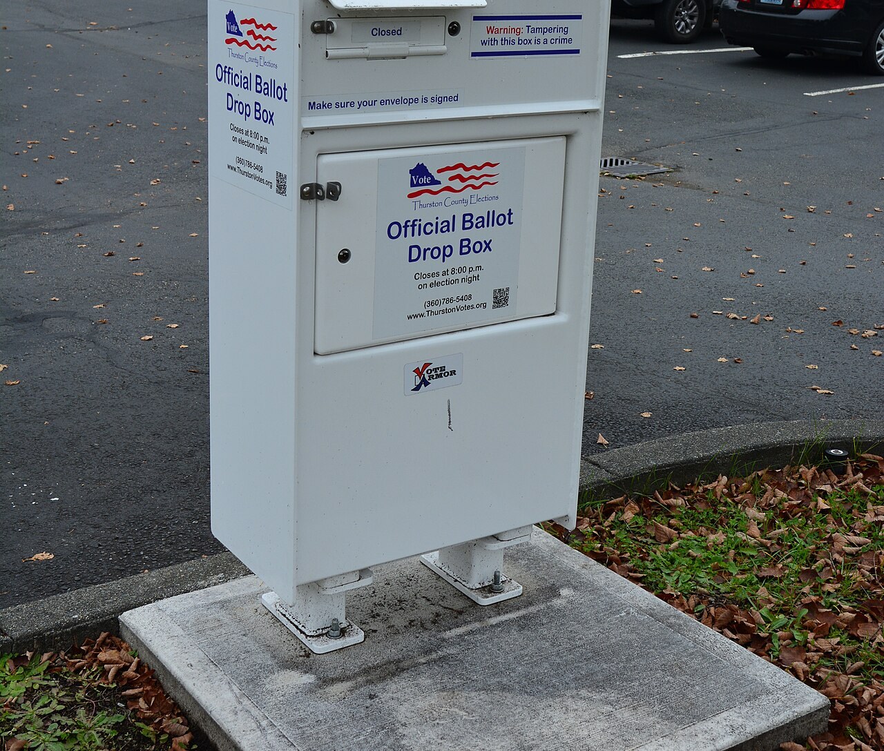 A Thurston County ballot drop box